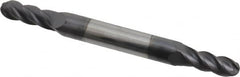 Accupro - 13/64" Diam, 1/2" LOC, 4 Flute Solid Carbide Ball End Mill - AlTiN Finish, Double End, 2-1/2" OAL, 1/4" Shank Diam, Spiral Flute - Benchmark Tooling