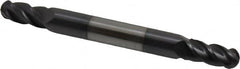 Accupro - 7/32" Diam, 7/16" LOC, 4 Flute Solid Carbide Ball End Mill - AlTiN Finish, Double End, 2-1/2" OAL, 1/4" Shank Diam, Spiral Flute - Benchmark Tooling