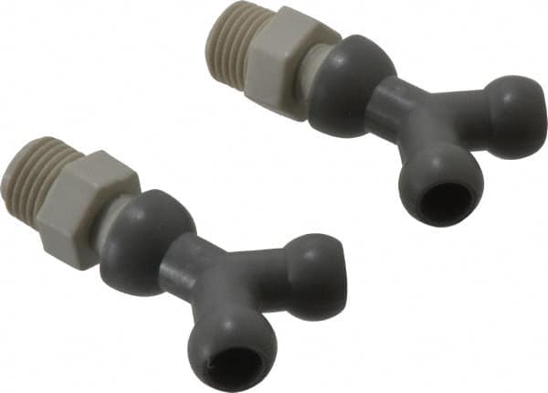 Cedarberg - 1/4" Hose Inside Diam, NPT Thread, Coolant Hose Y-Fitting - 1/4" Thread, Male to Male, for Use with Snap Together Hose System, 2 Pieces - Benchmark Tooling