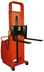 Wesco Industrial Products - 1,000 Lb Capacity, 76" Lift Height, Battery Operated Counter Weight Lift - 1" Lowered Height, 13" Load Center, 25" Fork Length, 27" Overall Width - Benchmark Tooling