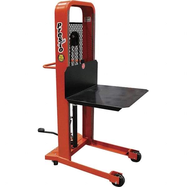 Presto Lifts - 1,000 Lb Capacity, 78" Lift Height, Platform Base Manually Operated Lift - 5-1/4" Minimum Operating Height - Benchmark Tooling