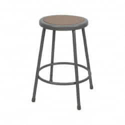 NPS - 24 Inch High, Stationary Fixed Height Stool - Hardboard Seat, Gray and Brown - Benchmark Tooling