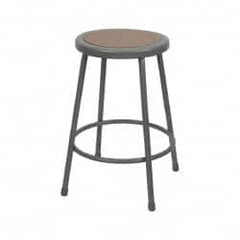 NPS - 24 Inch High, Stationary Fixed Height Stool - Hardboard Seat, Gray and Brown - Benchmark Tooling