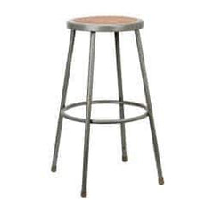 NPS - 30 Inch High, Stationary Fixed Height Stool - Hardboard Seat, Gray and Brown - Benchmark Tooling