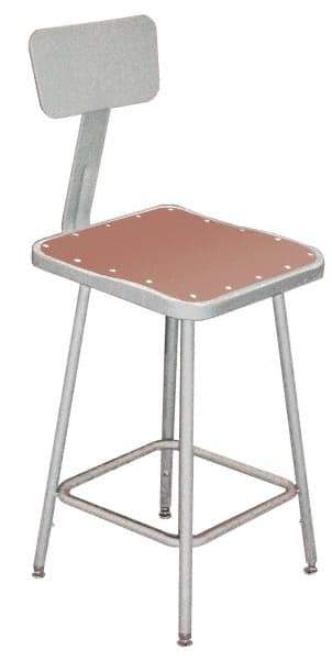 NPS - 24 to 32 Inch High, Stationary Adjustable Height Stool - Hardboard Seat, Gray - Benchmark Tooling