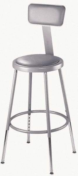 NPS - 24 to 32" High, Adjustable Height Stool - Vinyl Seat, Gray - Benchmark Tooling