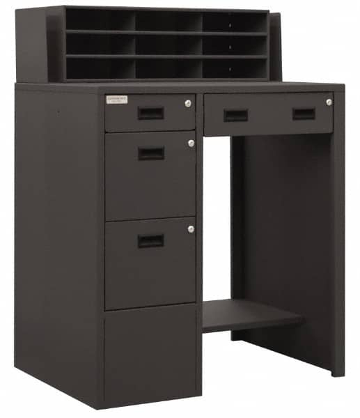 Durham - 4 Drawer Deluxe Shop Desk - 39 Inch Wide x 28-3/4 Inch Deep x 55-1/2 Inch High, Gray - Benchmark Tooling