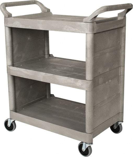 Rubbermaid - 300 Lb Capacity, 31" Wide x 18" Long x 37-1/2" High Service Cart - 3 Shelf, Plastic - Benchmark Tooling