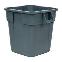 Rubbermaid - 28 Gal Gray Square Trash Can - Polyethylene, 22-1/2" High x 21-1/2" Long x 21-1/2" Wide - Benchmark Tooling