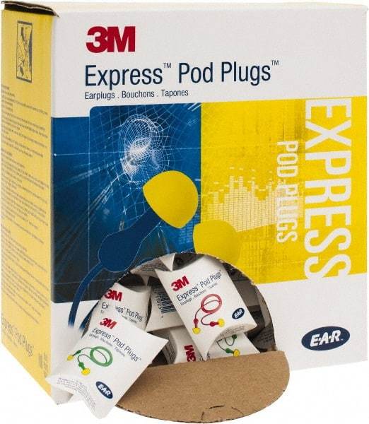 3M - Disposable, Corded, 25 dB Earplugs - Yellow, 100 Pairs - Benchmark Tooling