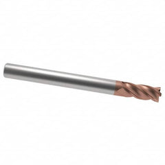Accupro - 1/4", 3/4" LOC, 1/4" Shank Diam, 2-1/2" OAL, 3 Flute, Solid Carbide Square End Mill - Single End, TiCN Finish, Spiral Flute, 40° Helix, Centercutting, Right Hand Cut, Right Hand Flute - Benchmark Tooling