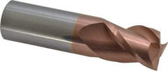 Accupro - 3/4", 1" LOC, 3/4" Shank Diam, 3" OAL, 3 Flute, Solid Carbide Square End Mill - Single End, TiCN Finish, Spiral Flute, 40° Helix, Centercutting, Right Hand Cut, Right Hand Flute - Benchmark Tooling