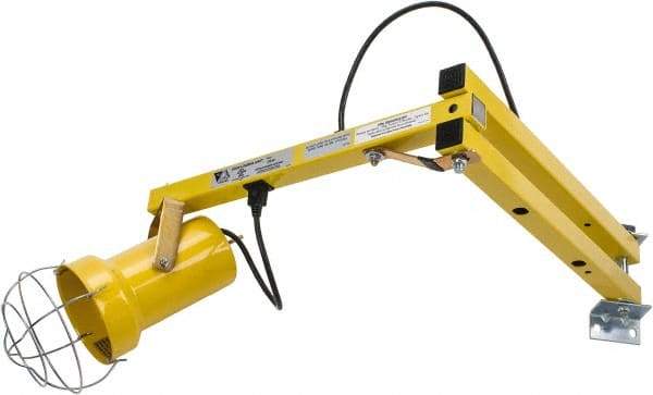 Made in USA - 40 Inch, Pivot Friction, Wall Mounted, Incandescent, Yellow, Dock Light - 100 Watt, 110 Volt, Nonmagnifying - Benchmark Tooling