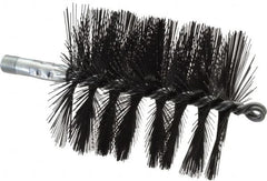 Schaefer Brush - 4-1/2" Brush Length, 4" Diam, Double Stem, Single Spiral Flue Brush - 7-1/2" Long, Tempered Steel Wire, 1/4" NPSM Male Connection - Benchmark Tooling