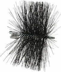 Schaefer Brush - 4-1/2" Brush Length, 11" Diam, Double Stem, Double Spiral Tube Brush - 7-1/2" Long, Tempered Steel Wire, 1/4" NPT Male Connection - Benchmark Tooling