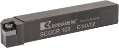 Kennametal - SCGC, Right Hand Cut, 0° Lead Angle, 5/8" Shank Height x 5/8" Shank Width, Neutral Rake Indexable Turning Toolholder - 4" OAL, CP..32.5. Insert Compatibility, Series Screw-On - Benchmark Tooling