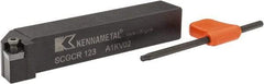 Kennametal - SCGC, Right Hand Cut, 0° Lead Angle, 3/4" Shank Height x 3/4" Shank Width, Neutral Rake Indexable Turning Toolholder - 4-1/2" OAL, CP..32.5. Insert Compatibility, Series Screw-On - Benchmark Tooling