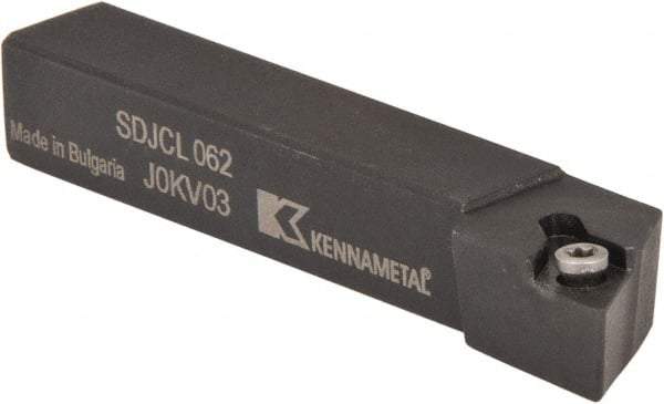 Kennametal - SDJC, Left Hand Cut, 3° Lead Angle, 3/8" Shank Height x 3/8" Shank Width, Neutral Rake Indexable Turning Toolholder - 2-1/2" OAL, DC..21.5. Insert Compatibility, Series Screw-On - Benchmark Tooling