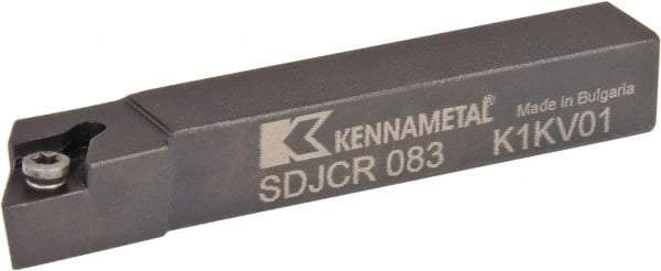 Kennametal - SDJC, Right Hand Cut, 3° Lead Angle, 1/2" Shank Height x 1/2" Shank Width, Neutral Rake Indexable Turning Toolholder - 3-1/2" OAL, DC..32.5. Insert Compatibility, Series Screw-On - Benchmark Tooling