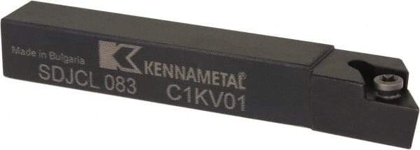 Kennametal - SDJC, Left Hand Cut, 3° Lead Angle, 1/2" Shank Height x 1/2" Shank Width, Neutral Rake Indexable Turning Toolholder - 3-1/2" OAL, DC..32.5. Insert Compatibility, Series Screw-On - Benchmark Tooling