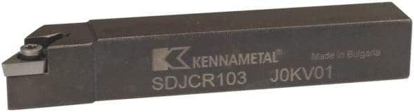 Kennametal - SDJC, Right Hand Cut, 3° Lead Angle, 5/8" Shank Height x 5/8" Shank Width, Neutral Rake Indexable Turning Toolholder - 4" OAL, DC..32.5. Insert Compatibility, Series Screw-On - Benchmark Tooling