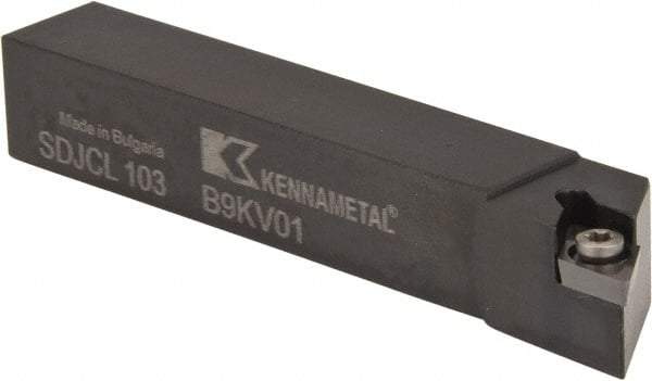 Kennametal - SDJC, Left Hand Cut, 3° Lead Angle, 5/8" Shank Height x 5/8" Shank Width, Neutral Rake Indexable Turning Toolholder - 4" OAL, DC..32.5. Insert Compatibility, Series Screw-On - Benchmark Tooling