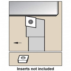 Kennametal - SCGP, Right Hand Cut, 0° Lead Angle, 1/2" Shank Height x 1/2" Shank Width, Positive Rake Indexable Turning Toolholder - 3-1/2" OAL, CP..32.5. Insert Compatibility, Series Screw-On - Benchmark Tooling