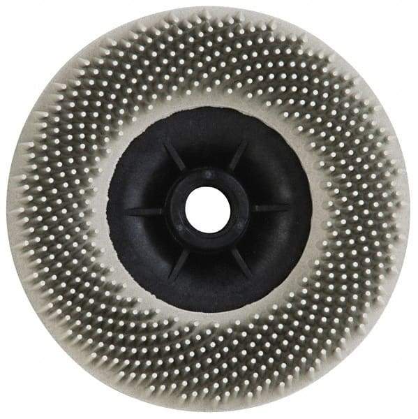 3M - 4-1/2" 120 Grit Ceramic Straight Disc Brush - Fine Grade, Threaded Hole Connector, 3/4" Trim Length, 5/8-11 Threaded Arbor Hole - Benchmark Tooling