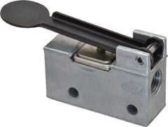 ARO/Ingersoll-Rand - 0.195 CV Rate & 7.5 CFM 3 Way Air Valve - Fingertip Lever, Spring Return, 150 Max psi - Benchmark Tooling