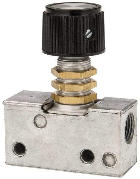 ARO/Ingersoll-Rand - 0.195 CV Rate & 7.5 CFM 3 Way Air Valve - Panel Button, Spring Return, 150 Max psi - Benchmark Tooling