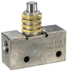 ARO/Ingersoll-Rand - 0.195 CV Rate & 7.5 CFM 3 Way Air Valve - Straight Plunger, Spring Return, 150 Max psi - Benchmark Tooling