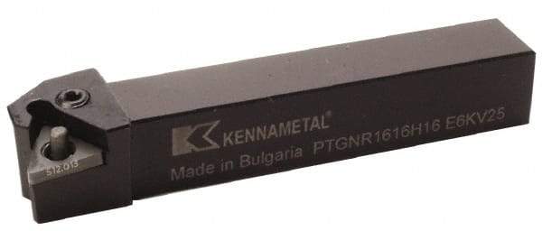 Kennametal - PTGN, Left Hand Cut, 0° Lead Angle, 16mm Shank Height x 16mm Shank Width, Negative Rake Indexable Turning Toolholder - 100mm OAL, TN..1604.. Insert Compatibility, Series Kenlever - Benchmark Tooling