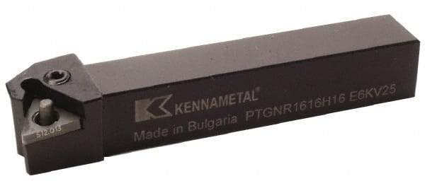 Kennametal - PTGN, Right Hand Cut, 0° Lead Angle, 25mm Shank Height x 25mm Shank Width, Negative Rake Indexable Turning Toolholder - 150mm OAL, TN..1604.. Insert Compatibility, Series Kenlever - Benchmark Tooling