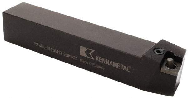 Kennametal - PSBN, Left Hand Cut, 15° Lead Angle, 25mm Shank Height x 25mm Shank Width, Negative Rake Indexable Turning Toolholder - 150mm OAL, SN..1204.. Insert Compatibility, Series Kenlever - Benchmark Tooling