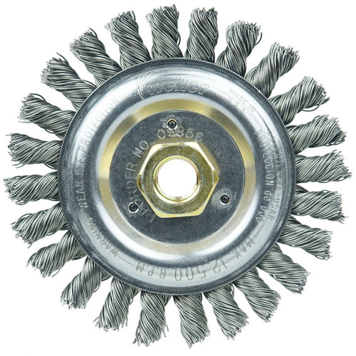 ‎Roughneck Jr. 5″ Filler Pass Weld Cleaning Brush, .023″ Steel Wire Fill, 5/8″-11 UNC Nut - Benchmark Tooling