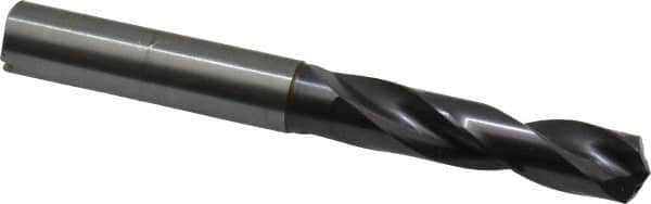 Guhring - 3/8" 140° Spiral Flute Solid Carbide Screw Machine Drill Bit - FIREX Finish, Right Hand Cut, 47mm Flute Length, 89mm OAL, SU Point, Straight Shank, Through Coolant - Benchmark Tooling