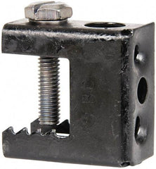 Thomas & Betts - 1/2" Max Flange Thickness, 1/4, 3/8" Rod Standard Beam Clamp - 100 Lb Capacity, Spring Steel - Benchmark Tooling