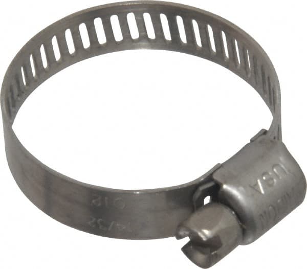 IDEAL TRIDON - SAE Size 12, 9/16 to 1-1/4" Diam, Stainless Steel Miniature Worm Drive Clamp - 5/16" Wide, Material Grade 301, Series 350 - Benchmark Tooling