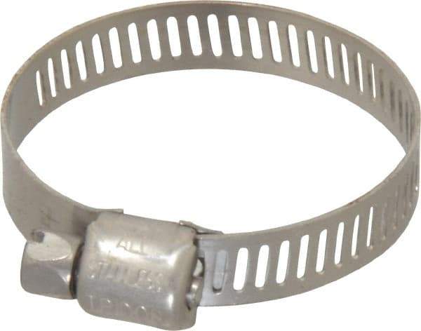 IDEAL TRIDON - SAE Size 16, 11/16 to 1-1/2" Diam, Stainless Steel Miniature Worm Drive Clamp - 5/16" Wide, Material Grade 301, Series 350 - Benchmark Tooling