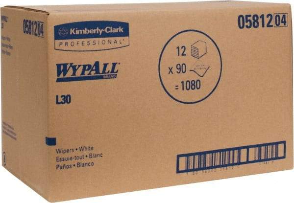 WypAll - L30 1/4 Fold General Purpose Wipes - Poly Pack, 13" x 12-1/2" Sheet Size, White - Benchmark Tooling