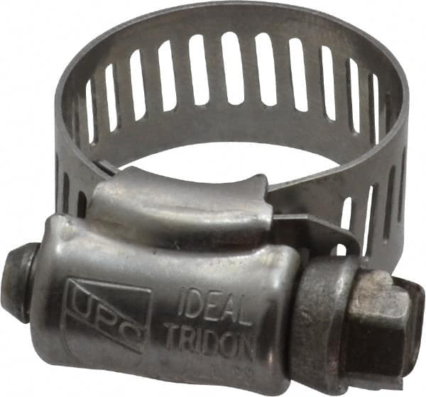 IDEAL TRIDON - SAE Size 8, 7/16 to 1" Diam, Stainless Steel Worm Drive Clamp - 1/2" Wide, Material Grade 201/305, Series 620 - Benchmark Tooling