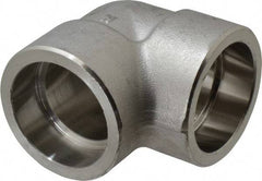 Merit Brass - 1-1/2" Grade 304 Stainless Steel Pipe 90° Elbow - Socket Weld x Socket Weld End Connections, 3,000 psi - Benchmark Tooling