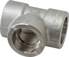 Merit Brass - 1" Grade 304 Stainless Steel Pipe Tee - Socket Weld x Socket Weld x Socket Weld End Connections, 3,000 psi - Benchmark Tooling