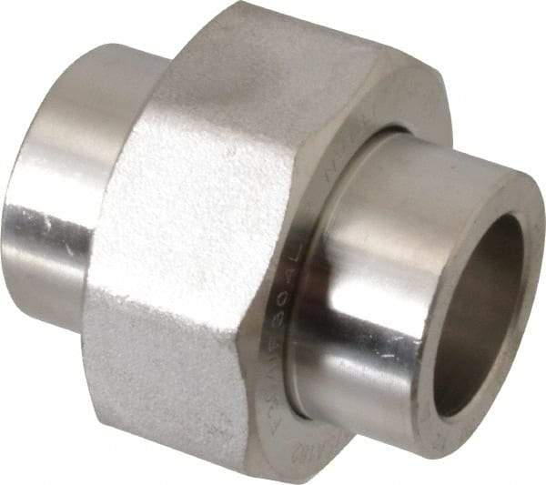 Merit Brass - 1/2" Grade 304 Stainless Steel Pipe Union - Socket Weld x Socket Weld End Connections, 3,000 psi - Benchmark Tooling