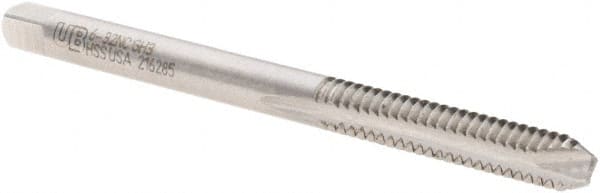 Union Butterfield - #6-32 UNC, 2 Flute, Bright Finish, High Speed Steel Spiral Point Tap - Bottoming Chamfer, Right Hand Thread, 2" OAL, 11/16" Thread Length, 0.141" Shank Diam, 2B/3B Class of Fit, Series 1534 - Exact Industrial Supply