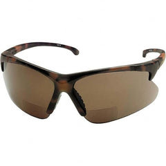 Jackson Safety - +2, Brown Lenses, Scratch Resistant, Framed Magnifying Safety Glasses - UV Protection, Tortoise Shell Plastic Frame - Benchmark Tooling