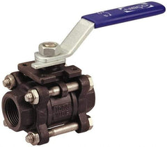 NIBCO - 1-1/4" Pipe, Full Port, Carbon Steel Standard Ball Valve - 3 Piece, Inline - One Way Flow, FNPT x FNPT Ends, Locking Lever Handle, 1,000 WOG - Benchmark Tooling