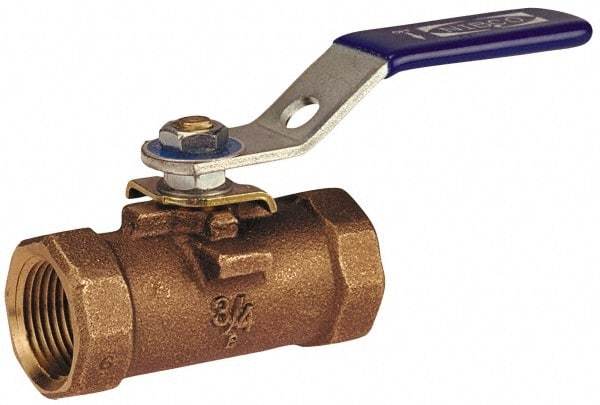 NIBCO - 1-1/4" Pipe, Reduced Port, Bronze Standard Ball Valve - 1 Piece, Inline - One Way Flow, FNPT x FNPT Ends, Round Wheel Handle, 600 WOG - Benchmark Tooling