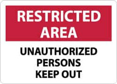 NMC - "Restricted Area - Unauthorized Persons Keep Out", 10" Long x 14" Wide, Aluminum Safety Sign - Rectangle, 0.04" Thick, Use for Security & Admittance - Benchmark Tooling