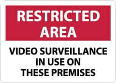 NMC - "Restricted Area - Video Surveillance in Use on These Premises", 10" Long x 14" Wide, Aluminum Safety Sign - Rectangle, 0.04" Thick, Use for Security & Admittance - Benchmark Tooling